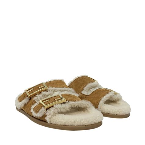 fendi brown sheepskin slides sale|Women's Designer Slides .